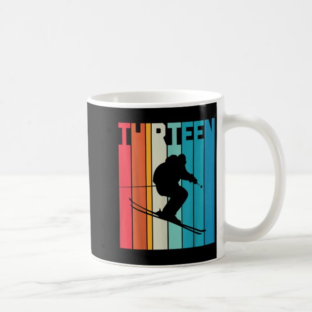 Caneca De Café 13 Birthday Boy Retro Ski Lover Skier 13 Anos O (Direita)