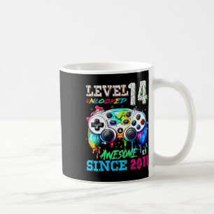 Caneca De Café 14 Birthday Boy Nível 14 Desbloqueado Incrível Des