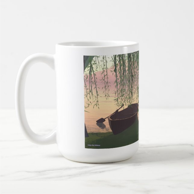 Caneca De Café 14 oz mug with "Under the Willows" image (Esquerda)