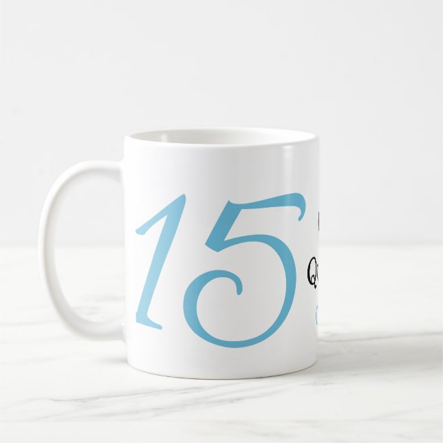 Caneca De Café 15th quinceanera birthday blue black bold letter n (Esquerda)
