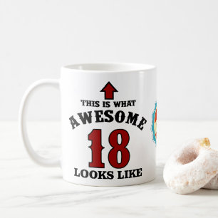 Caneca De Café 18. º aniversário 18 anos; incrível vermelho pe