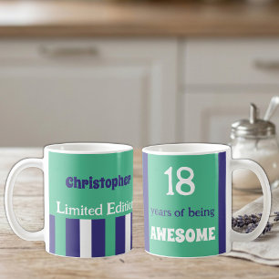 Caneca De Café 18 anos de ser incrível nome verde roxo