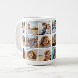 Caneca De Café 18 Colagem de Fotos - Grade Mínima com Branco