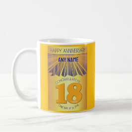 Caneca De Café 18 Year Sober Anniversary | Golden Ray 12 Step