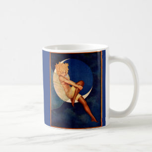 Caneca De Café 1920 e linda mulher na lua