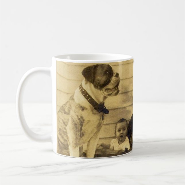 Caneca De Café 1920 pitbull guarda bebê (Esquerda)