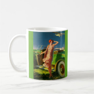 Caneca De Café 1930 automóvel e avião de mulheres