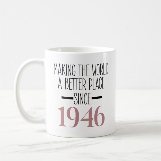 Caneca De Café 1946 Birthday 80 80th Years Old Gifts Women Mom (Esquerda)