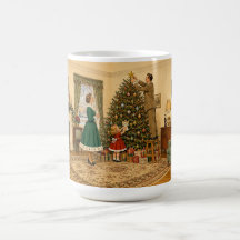 1950 Family Decorating Xmas Tree Merry Christmas