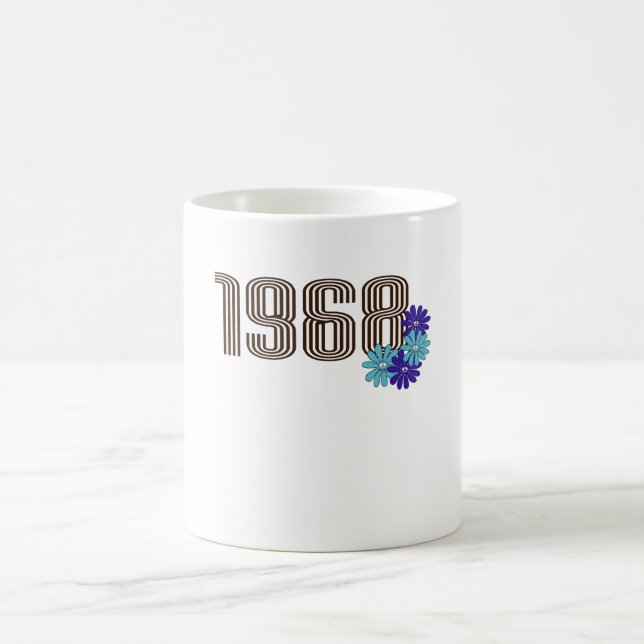 Caneca De Café 1968 - Sinal de Paz Hippie Flower Power Aqua Purpl (Centro)