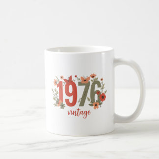 Caneca De Café 1976 Vintage Retro Floral Butterfly Birthday Gift