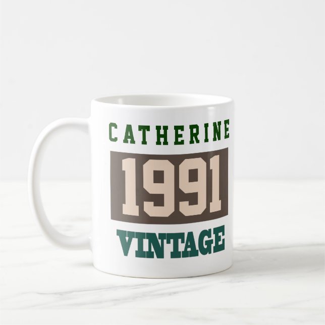 Caneca De Café 1991 Ano de Nascimento - Celebração de Aniversário (Esquerda)