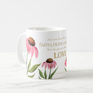 Caneca De Café 1 Corinthians 13:13 Fé Esperança Amor Rosa Rosa