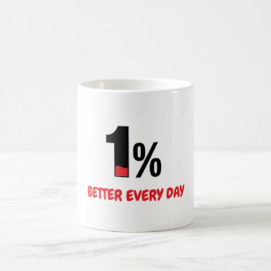 Caneca De Café 1% Melhor Todos os Dias – Citação Minimalista de M