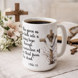 Caneca De Café 1 Peter 1:3 Living Hope Easter Scripture Art 