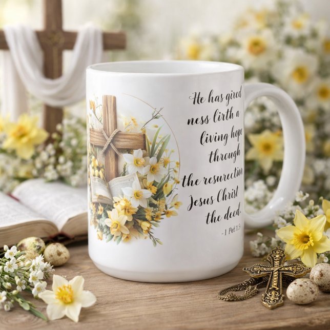 Caneca De Café 1 Peter 1:3 Living Hope Scripture Art  (Criador carregado)