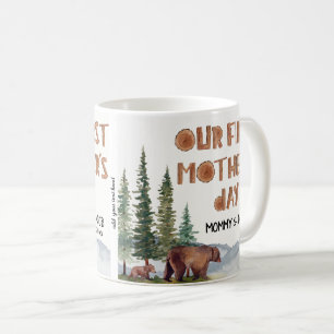 Caneca De Café 1st Mother's Day Personalized Woodland Bear 