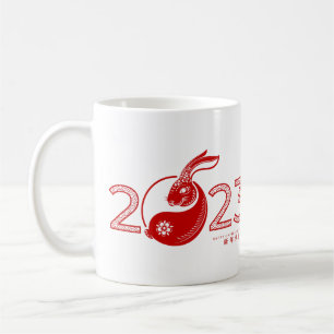 Caneca De Café 2023 Ano Chinês do Coelho, ornamental