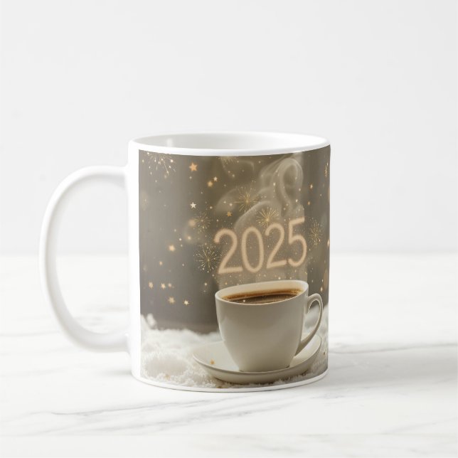 Caneca De Café 2025 Celebração De Café Mug - Festivo Ano Novo (Esquerda)