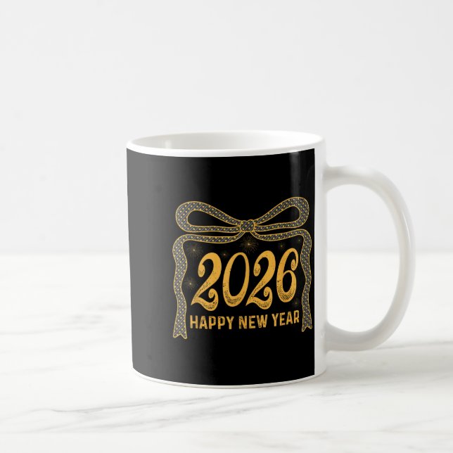 Caneca De Café 2026 Happy New Year Bow Fireworks Celebration Desi (Direita)