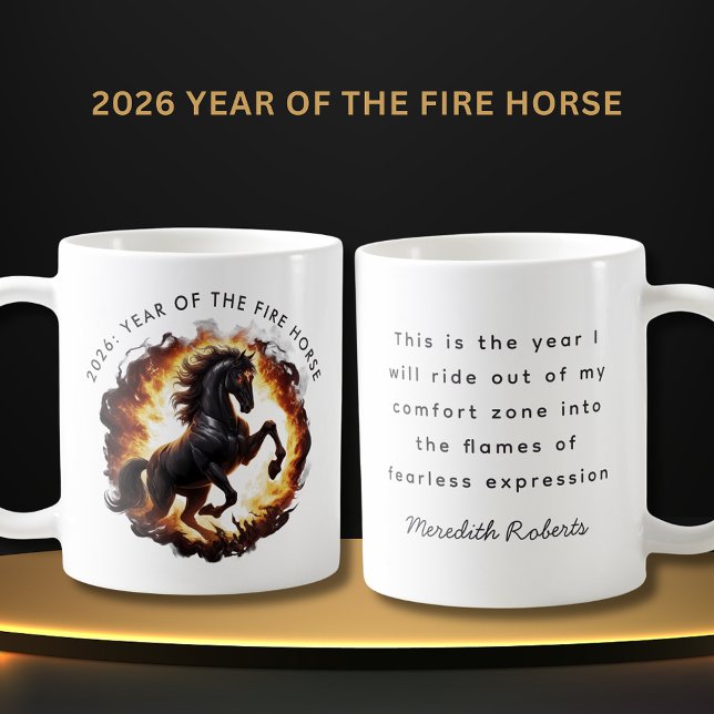 Caneca De Café 2026 Year of the Fire Horse Motivational Quote (2026 Year of the Fire Horse Motivational Quote Coffee Mug)
