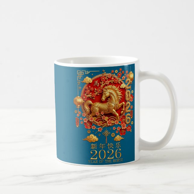 Caneca De Café 2026 Year Of The Horse Red Chinese New Year Lunar  (Direita)