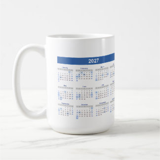 Caneca De Café 2027 Monthly Calendar Double Sided