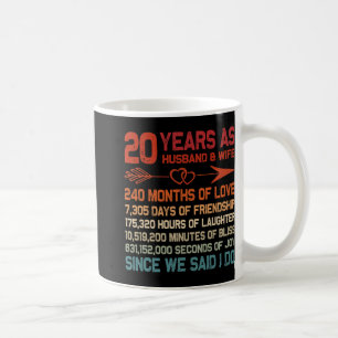 Caneca De Café 20 Anos Como Marido & 20 de Esposa Aniversário