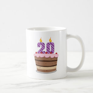 Caneca De Café 20 anos no Bolo de Aniversário