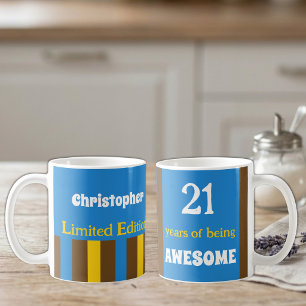 Caneca De Café 21 anos de ser incrível nome azul marrom