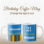 Caneca De Café 21 anos de ser um nome incrível chamado azul marro<br><div class="desc">Esta não é a sua caneca média! Celebre seus 21 anos de pura estranheza com essa épica obra-prima azul, marrom e amarela. É a xícara perfeita para café, chá, ou o que quer que seja que alimenta suas conquistas lendárias. Ele será a inveja do escritório (ou onde quer que suas...</div>