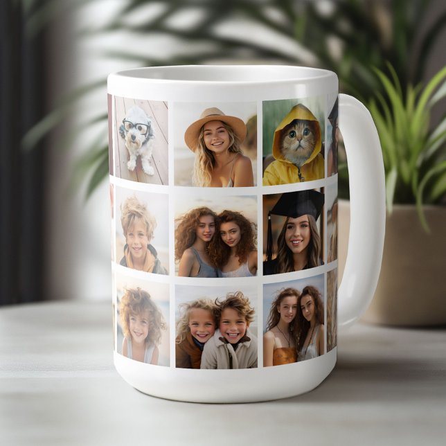 Caneca De Café 21 Grade de Colagem de Fotos - galeria - branco (Custom Photo Mug)