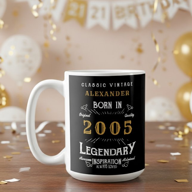Caneca De Café 21st Birthday 2005 Legendary Retro (2005 coffee mug with blurred party background.)