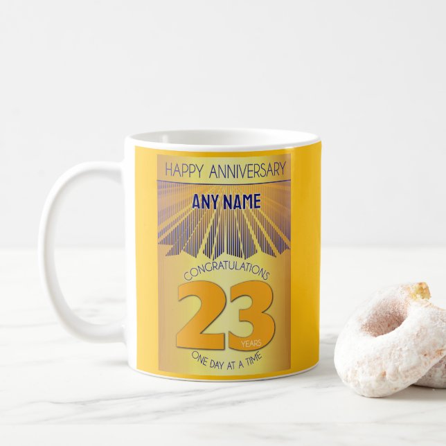 Caneca De Café 23 Year Sober Anniversary | Golden Ray 12 Step (Com Donut)
