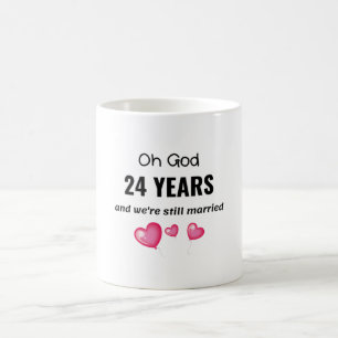 Caneca De Café 24. º aniversário de casamento Presente engraça
