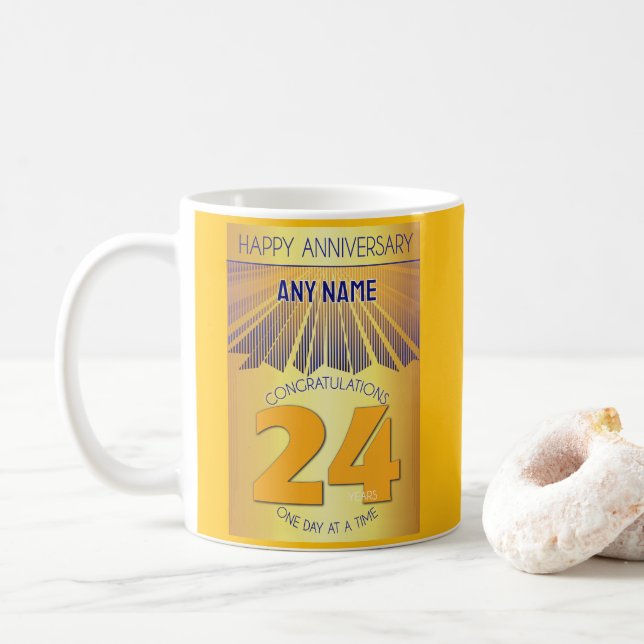 Caneca De Café 24 Year Sober Anniversary | Golden Ray 12 Step (Com Donut)