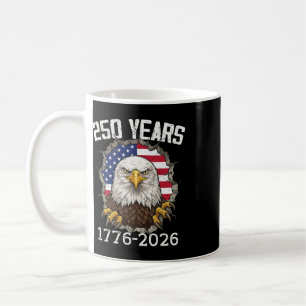 Caneca De Café 250 Anos 1776–2026 Águia e Bandeira Patriotismo Am