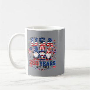 Caneca De Café 250 Anos 1776 2026 Gnomos Patrióticos Bandeira EUA