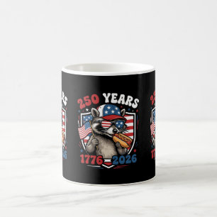 Caneca De Café 250 anos 1776 2026 guaxinim patriótico EUA indepen