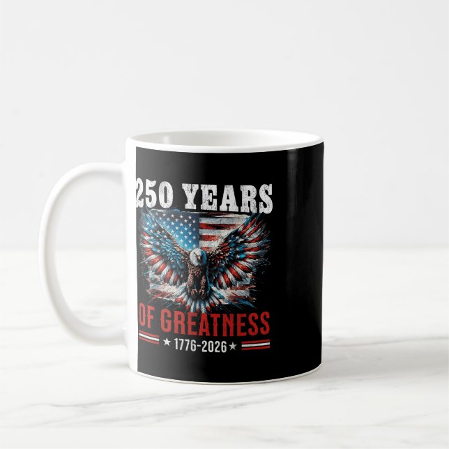 Caneca De Café 250 Anos De Grandeza 1776 A 2026 4 De Julho Ameri (Esquerda)