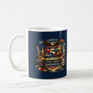 Caneca De Café 250 Anos de Liberdade – 1776–2026 Dia da Independê
