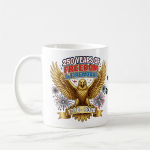 Caneca De Café 250 Anos de Liberdade & Fogos de Artifício
