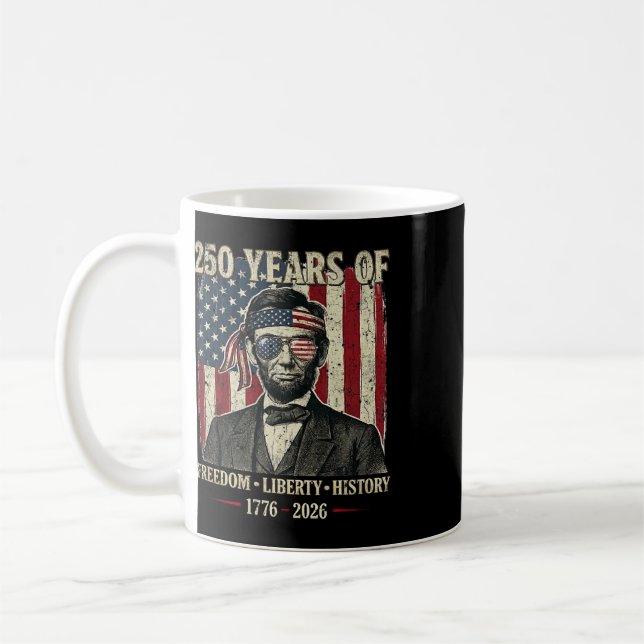 Caneca De Café 250 Anos De Liberdade História Abraham Linco (Esquerda)