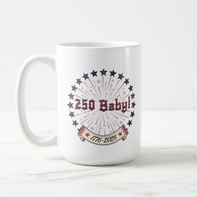 Caneca De Café 250 Baby America 250 Patriotic Fireworks Design (Esquerda)