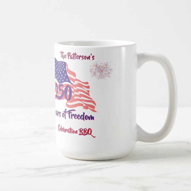 Caneca De Café 250 Script Patriótico de Churrasco de 4 de Julho (Direita)