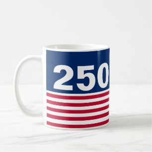 Caneca De Café 250 Vermelho Branco e Azul Aniversário dos EUA