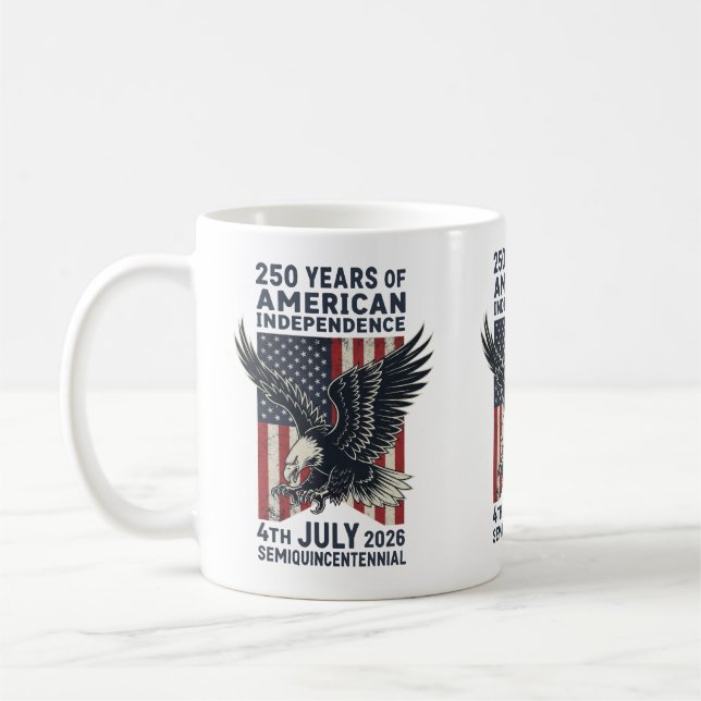 Caneca De Café 250 Years American Independence Patriotic Eagle (Esquerda)