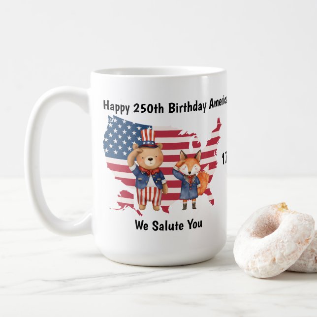 Caneca De Café 250th Birthday America Mug (Com Donut)