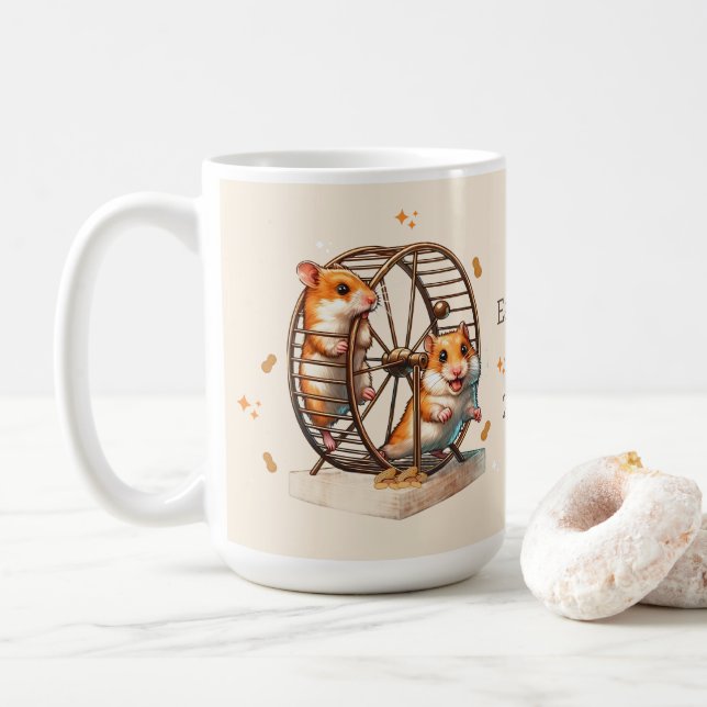 Caneca De Café 25 anos de hamsters conduzindo uns aos outros louc (Com Donut)