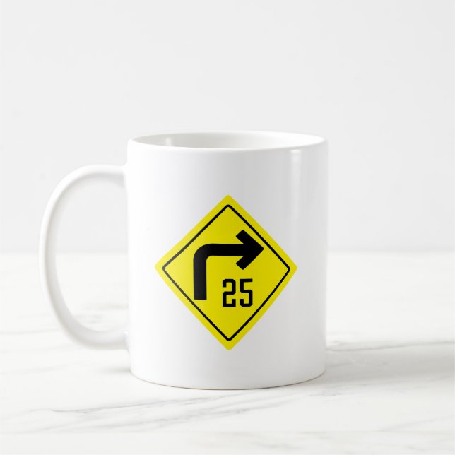 Caneca De Café 25 mph - Sinal de curva direita - Mug clássico (Esquerda)